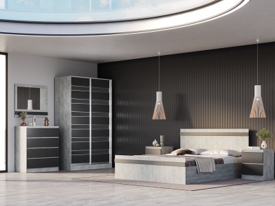 Спален комплект IDA (нати/антрацит)